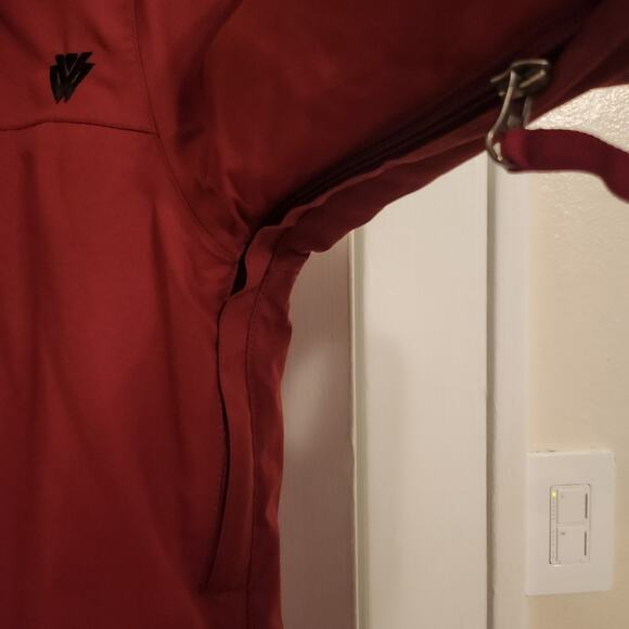 Burton Jacket Womens Med, Burgundy, Fur Trimmed Hood, Pockets, Side Vents - Picture 13 of 14